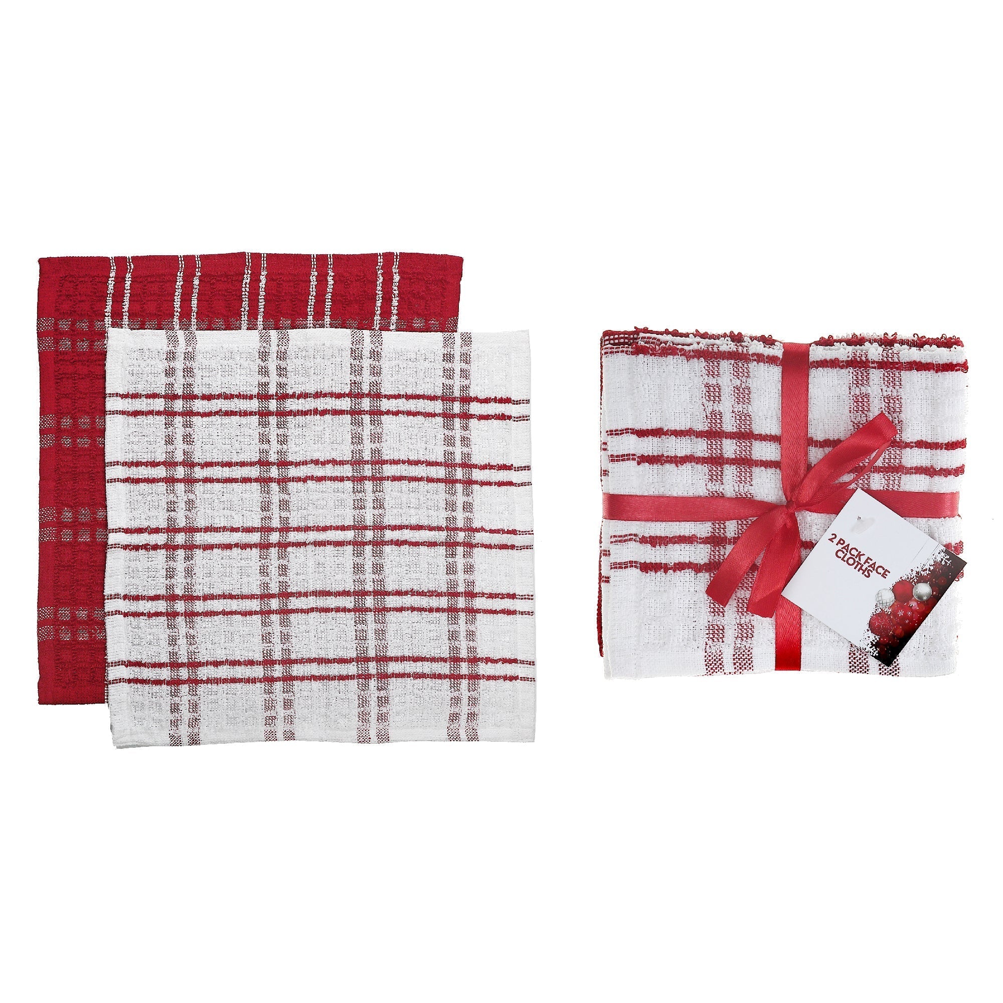 2 Pack Red Checkered Terry Dish Cloths Set of 6 – Christmas Kitchen Linens, Holiday Cooking & Baking Accent, Festive Dish Cloths