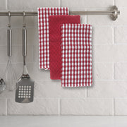 3 Pack Red Checkered Terry Kitchen Towels – Christmas Kitchen Linens, Holiday Cooking & Baking Accent, Festive Dish Towels