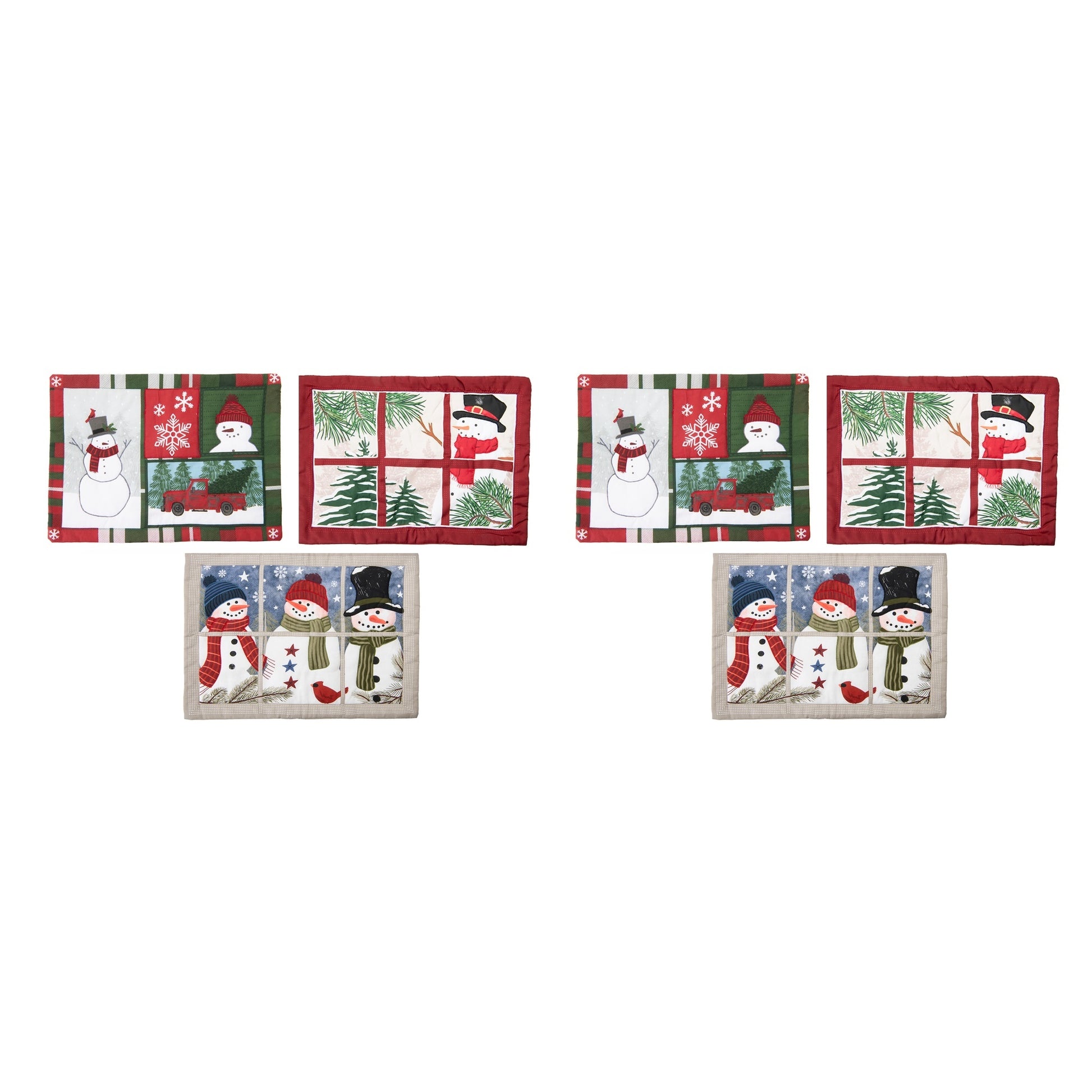 Quilted Style Christmas Placemat Snowman Assorted, Christmas, Placemat, Holiday Decor- Set of 2