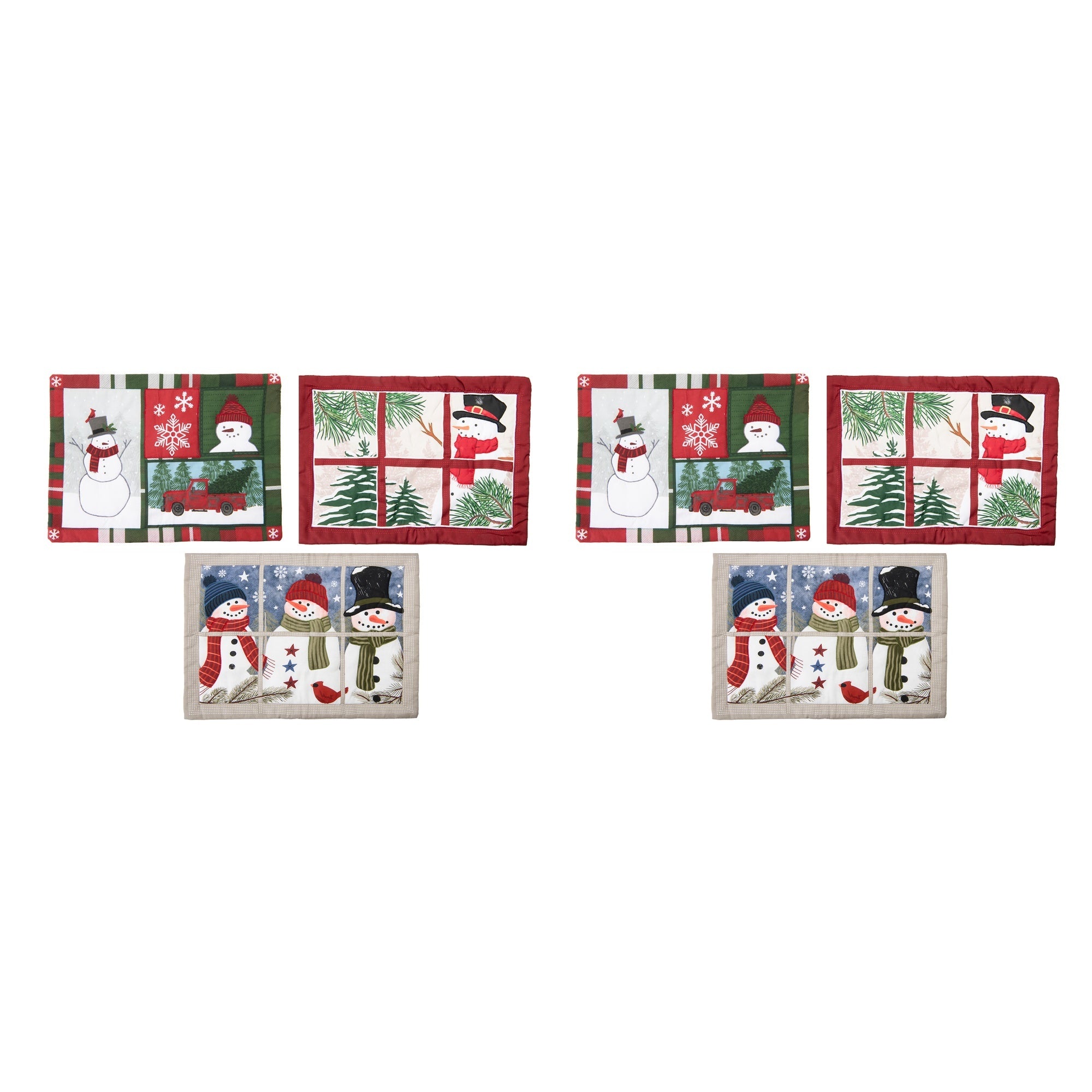 Quilted Style Christmas Placemat Snowman Assorted, Christmas, Placemat, Holiday Decor- Set of 2
