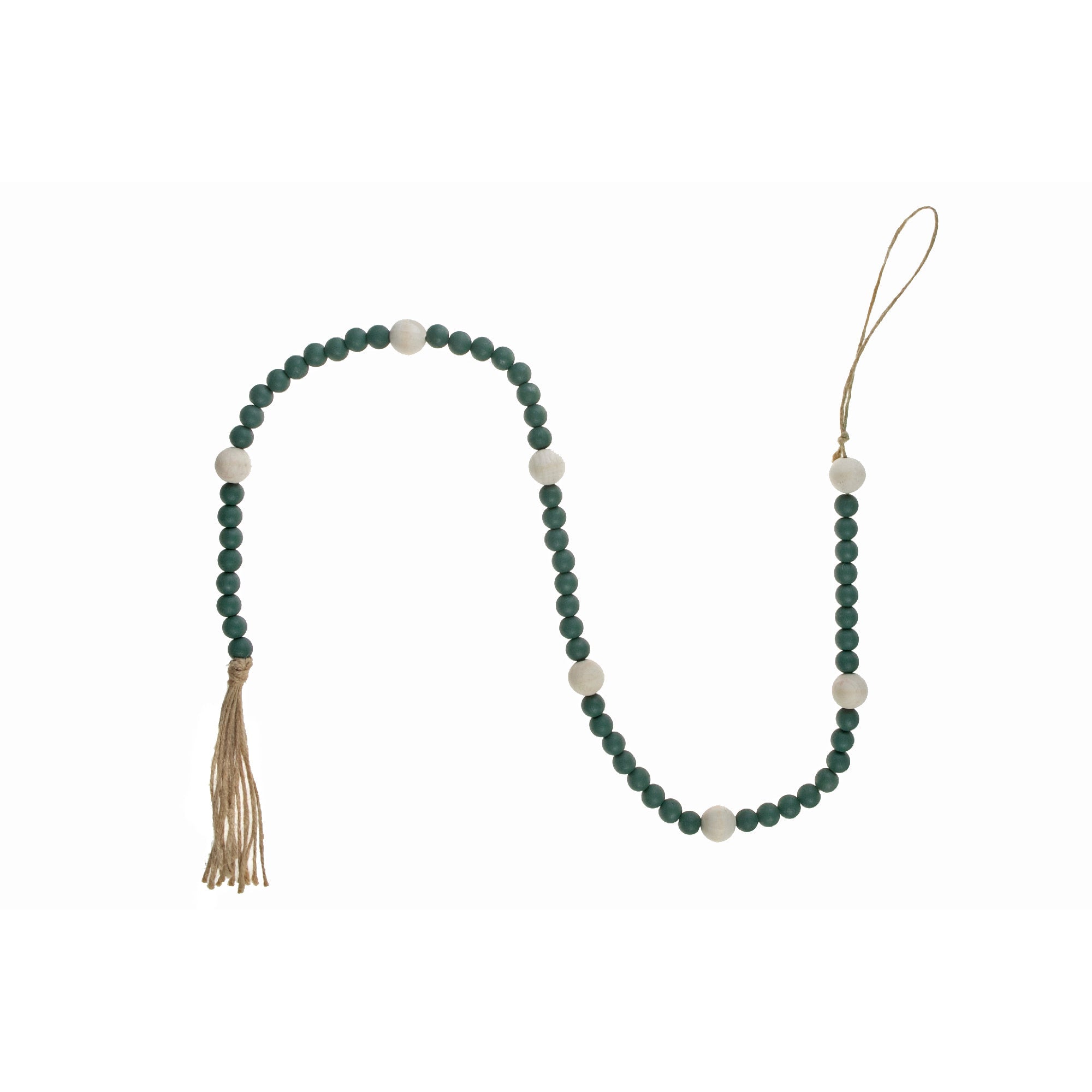 Dual Wood Bead Garland Green Christmas Tree Decorative Garland