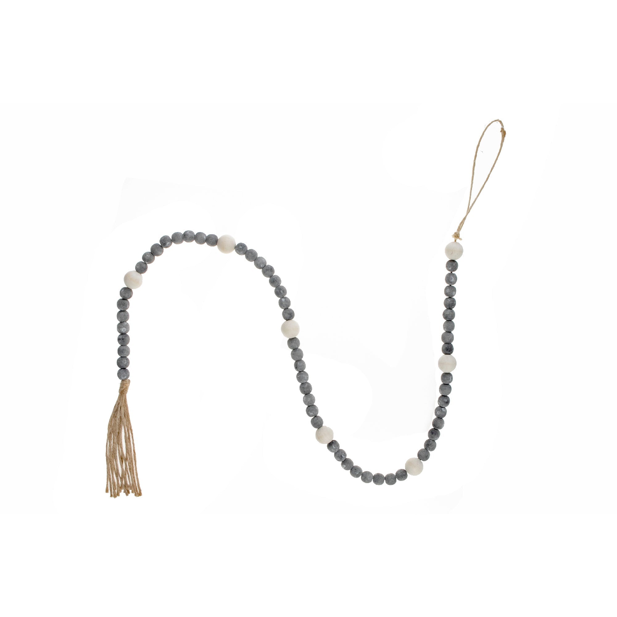 Dual Wood Bead Garland Gray Decorative Wooden Christmas Garland
