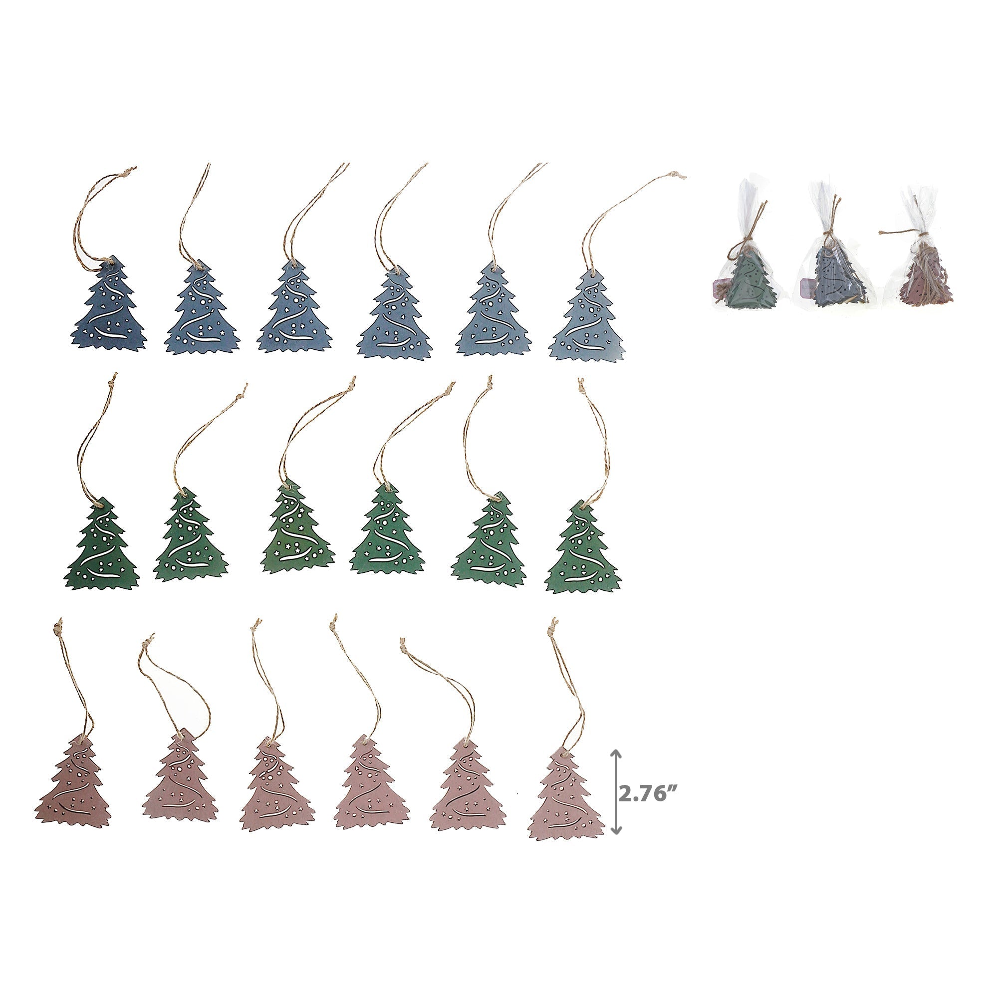 6-Pack Colored Wood Tree Christmas Ornament Set of 6 – Holiday Tree Decoration