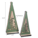 Set Of 2 Wood Tree Decor Green