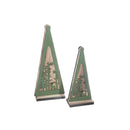 Set Of 2 Wood Tree Decor Green