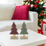 Rope Tree on Stand 10.25" Set of 2 – Christmas Tabletop Decoration, Holiday Accent, Festive Winter Figurine