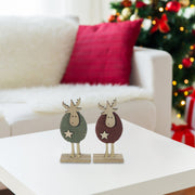 Rope Reindeer on Stand 13" Set of 2 – Christmas Tabletop Decoration, Holiday Accent, Festive Winter Figurine