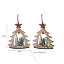 Wooden Christmas Tree Shape Ornament - Set of 12