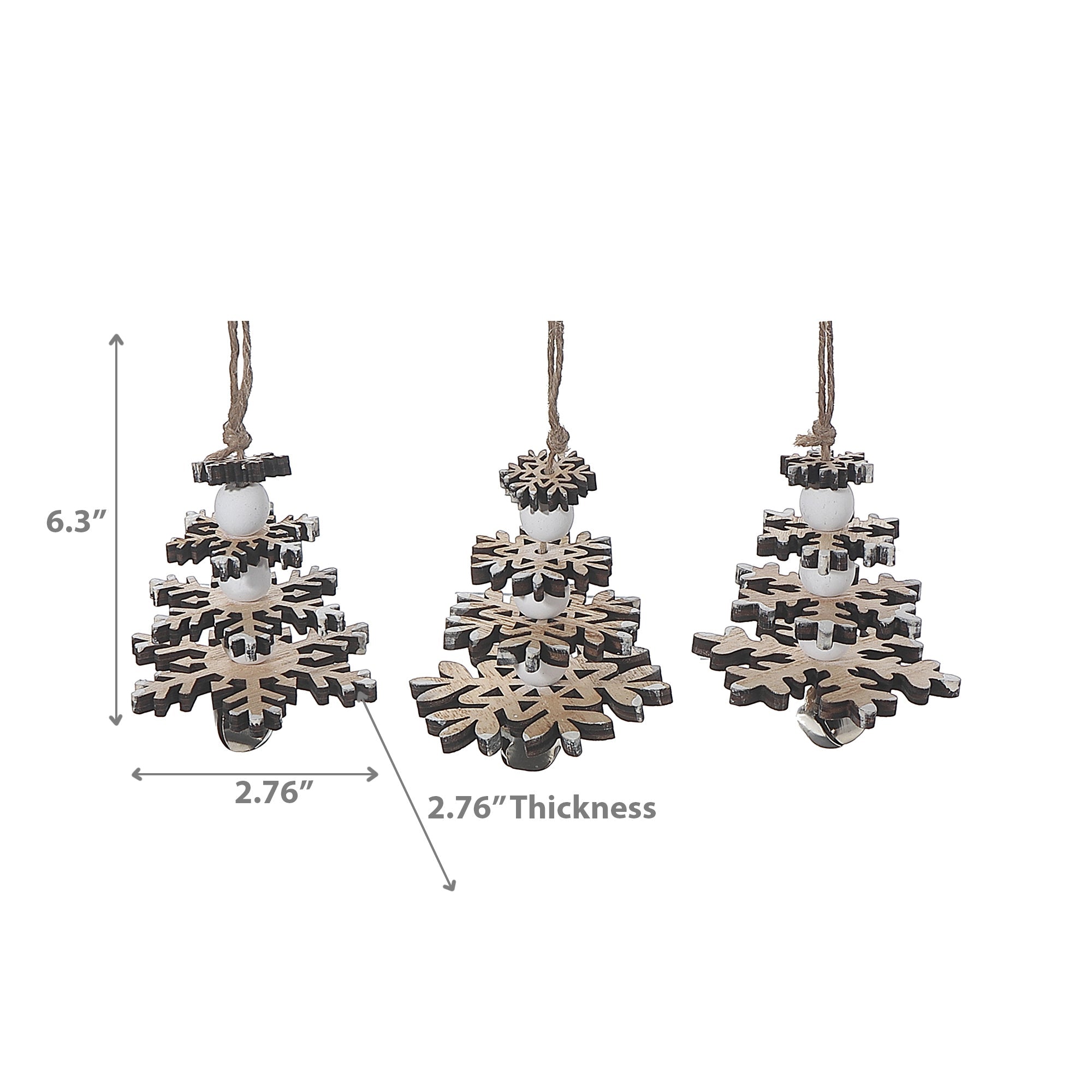 Wooden Snowflake Christmas Ornament Set of 12 – Holiday Tree Decoration