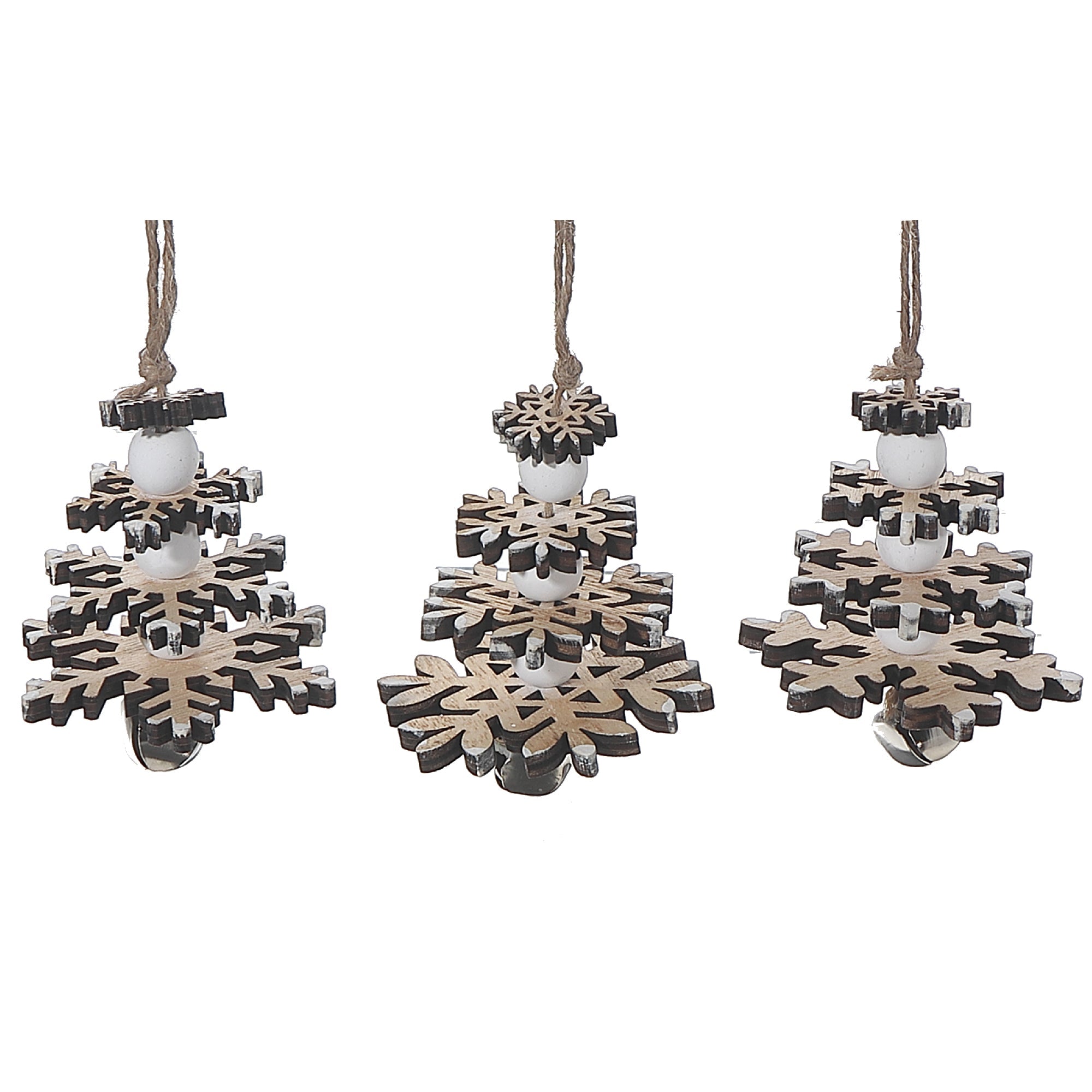 Wooden Snowflake Christmas Ornament Set of 12 – Holiday Tree Decoration