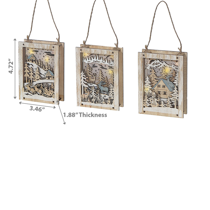 Led Wooden Square Scenic Hanger - Set of 3
