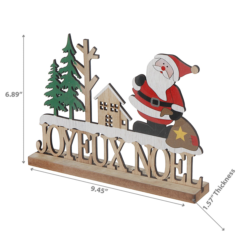 Wooden Joyeux Noel With Santa Stand