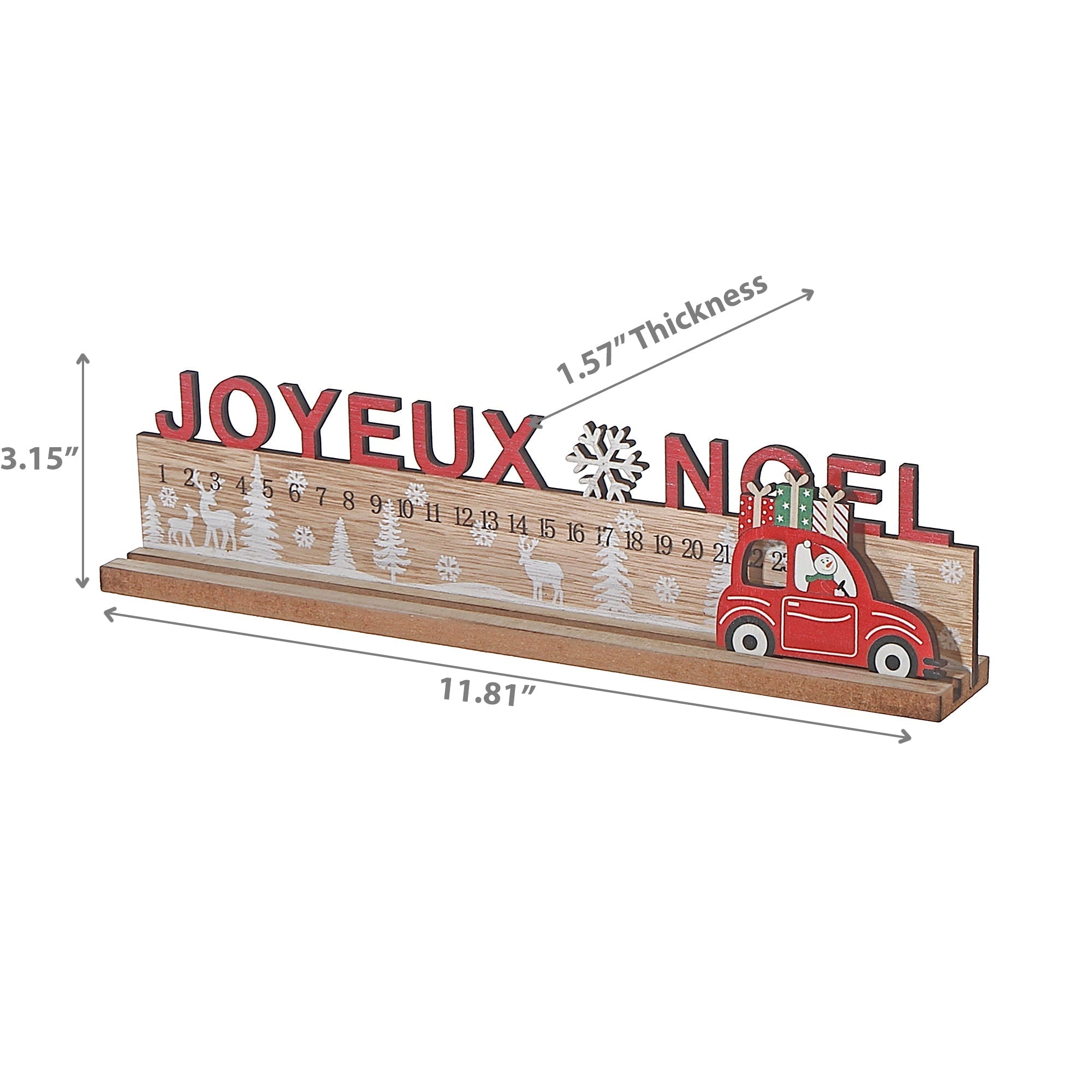 Wooden “Joyeux Noël” Calendar Stand – Holiday Countdown Decor