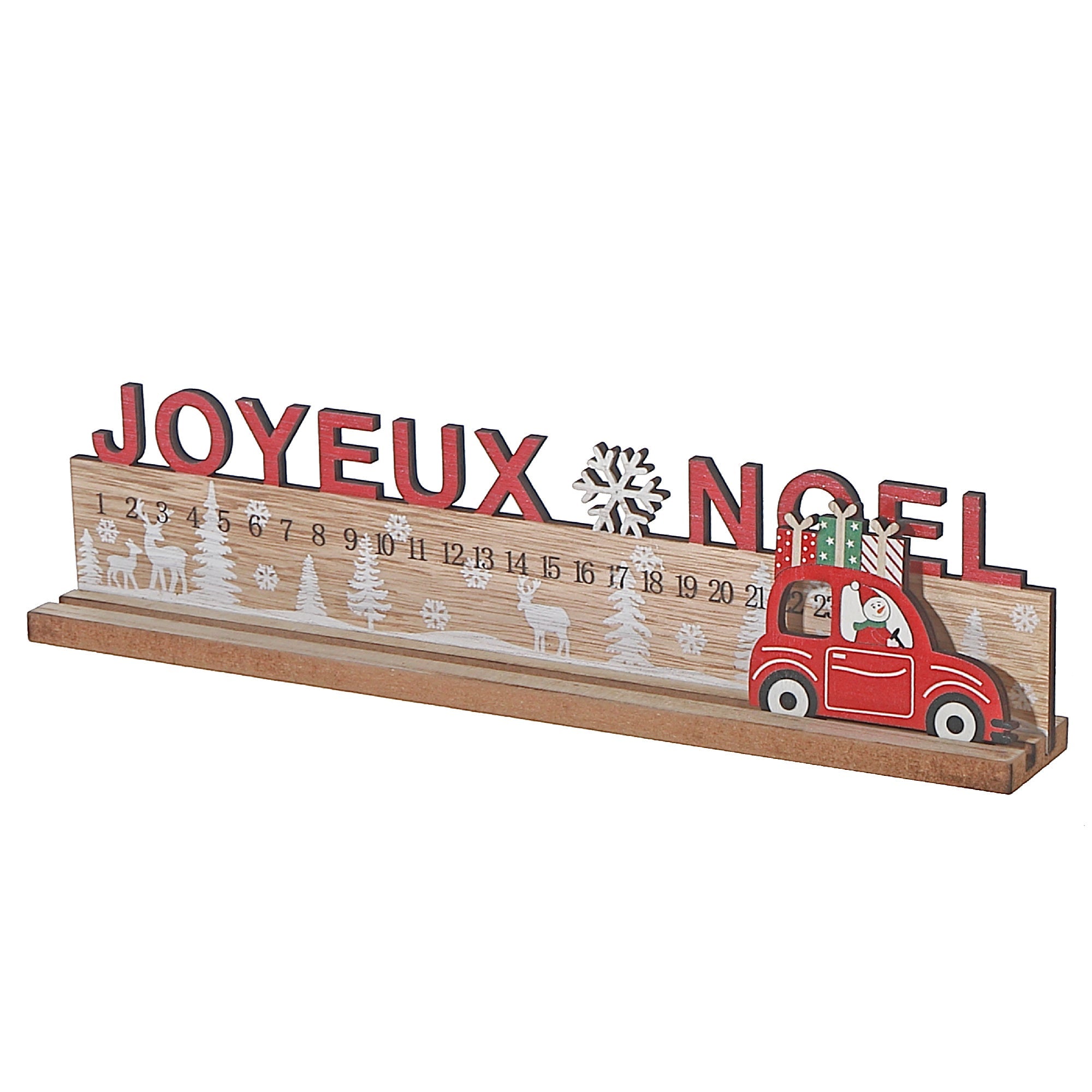 Wooden “Joyeux Noël” Calendar Stand – Holiday Countdown Decor