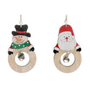 Wooden Round Ornament With Bell (Asstd) - Set of 12