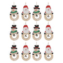 Wooden Round Ornament With Bell (Asstd) - Set of 12