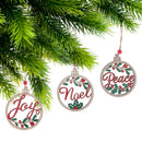 Wooden Round Ornament With Text (Asstd) - Set of 12