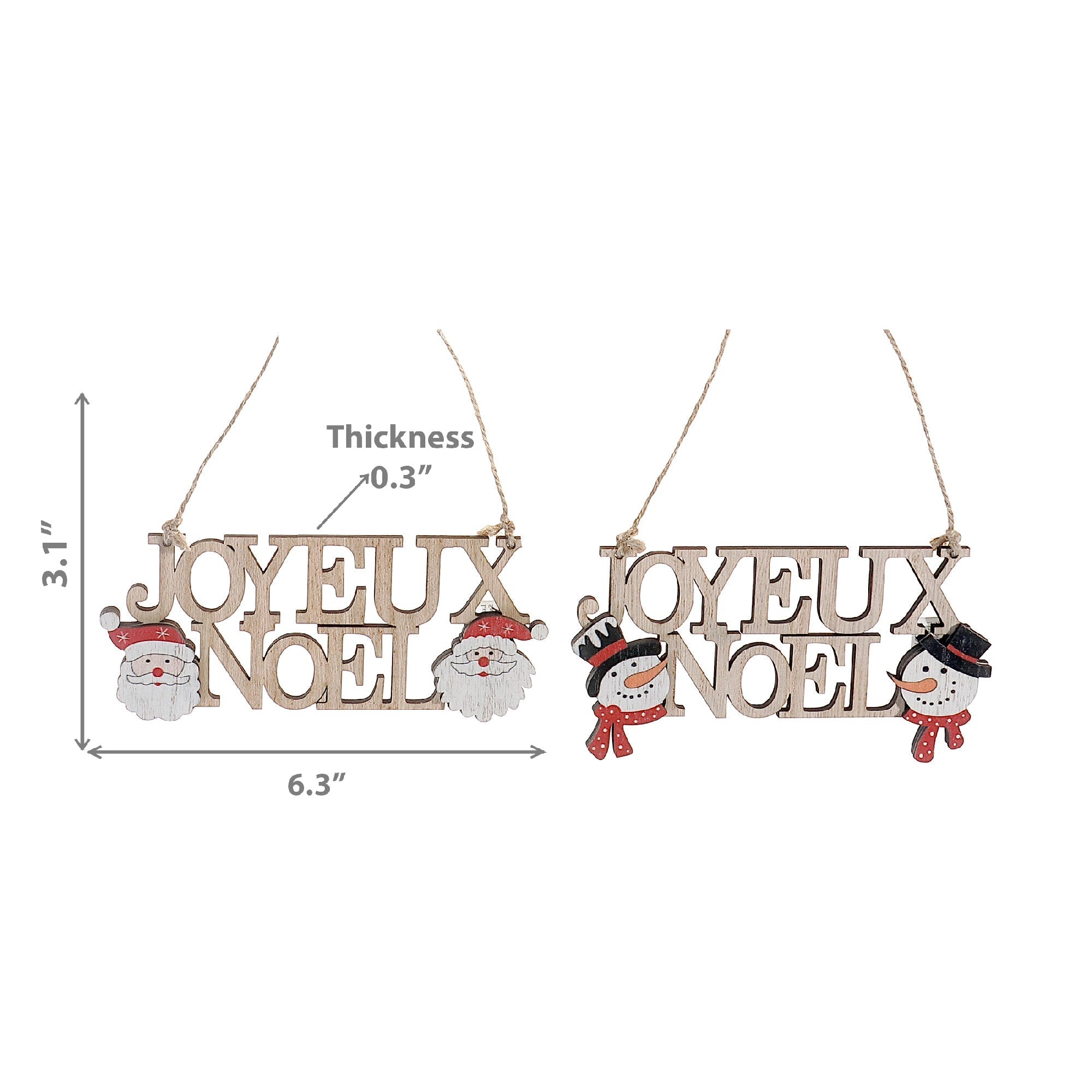 Wooden Joyeux Noel Wall Hanger Set of 12 – Christmas Wall Decor, Holiday Accent, Festive Winter Home Decoration