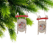 LED Wooden Sleigh with Cardinal Ornament Set of 6 – Christmas Tabletop Decoration, Holiday Home Accent, Festive Winter Decor