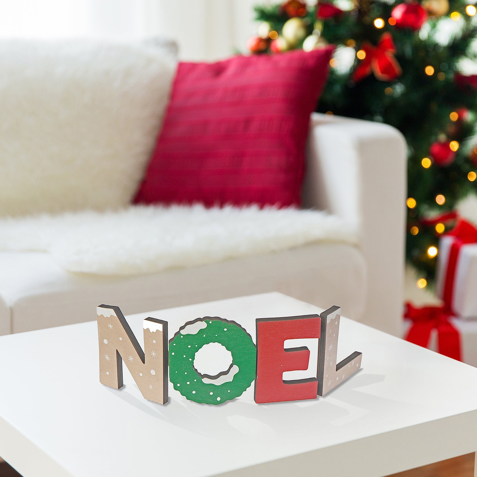 Wooden Noel Stand Set of 2 – Christmas Tabletop Decoration, Holiday Accent, Festive Winter Decor