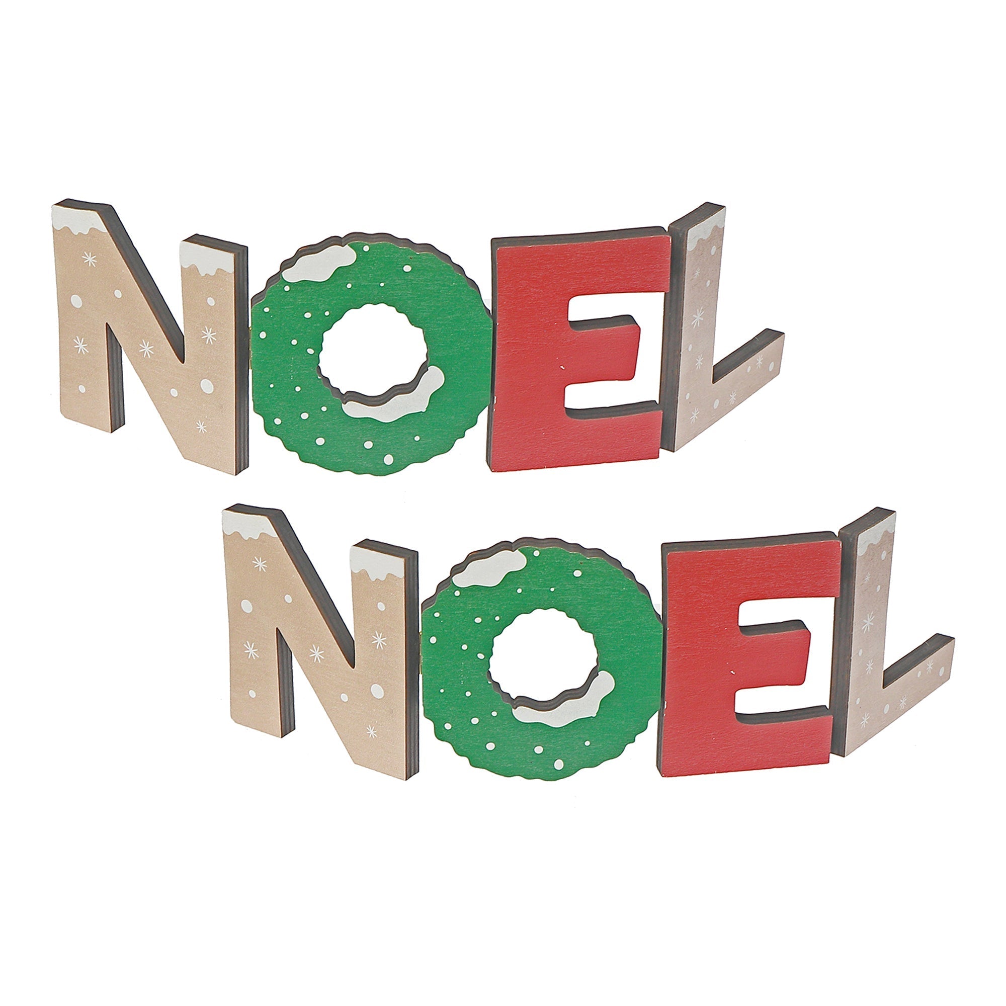 Wooden Noel Stand Set of 2 – Christmas Tabletop Decoration, Holiday Accent, Festive Winter Decor
