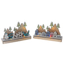 Led Wooden Winter Scenic Stand (Asstd) - Set of 2