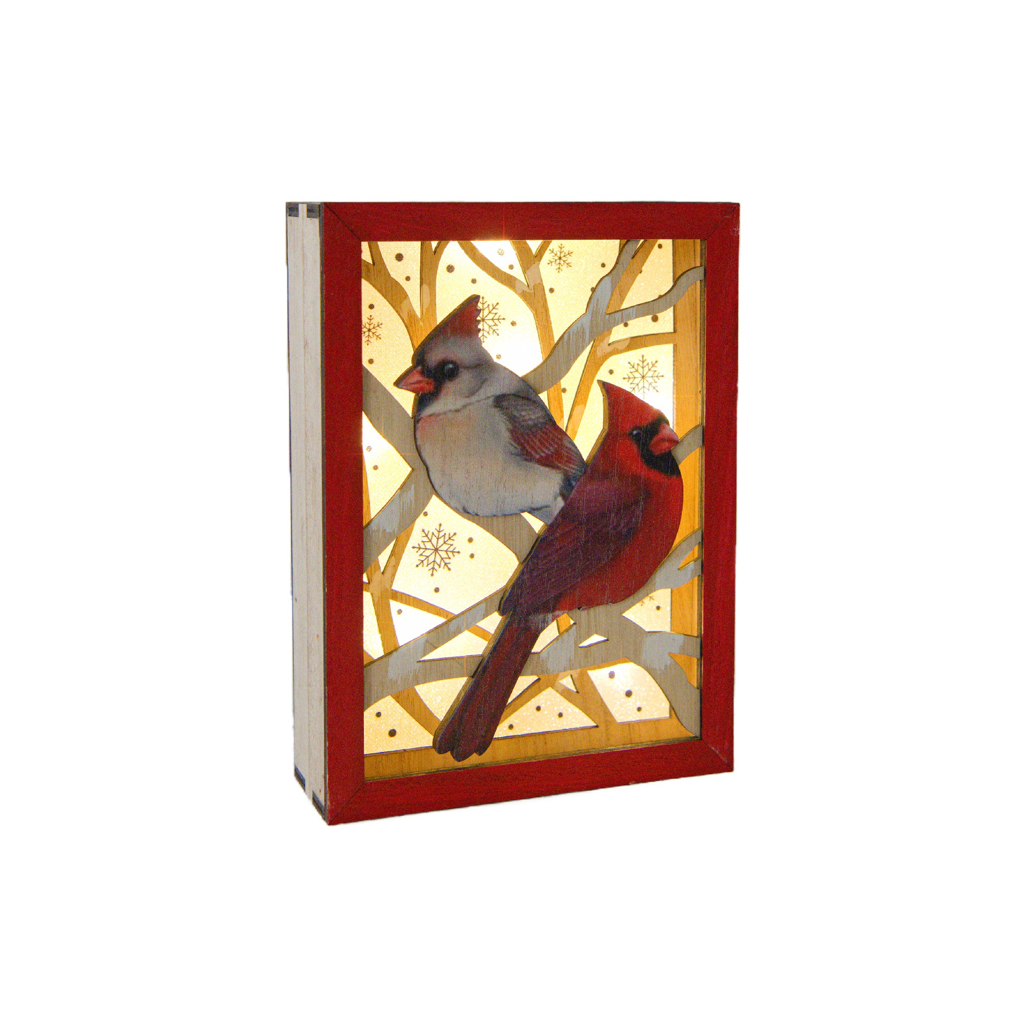 LED Wooden Rectangular Framed Table Decor Cardinal, Christmas, Holiday Decor