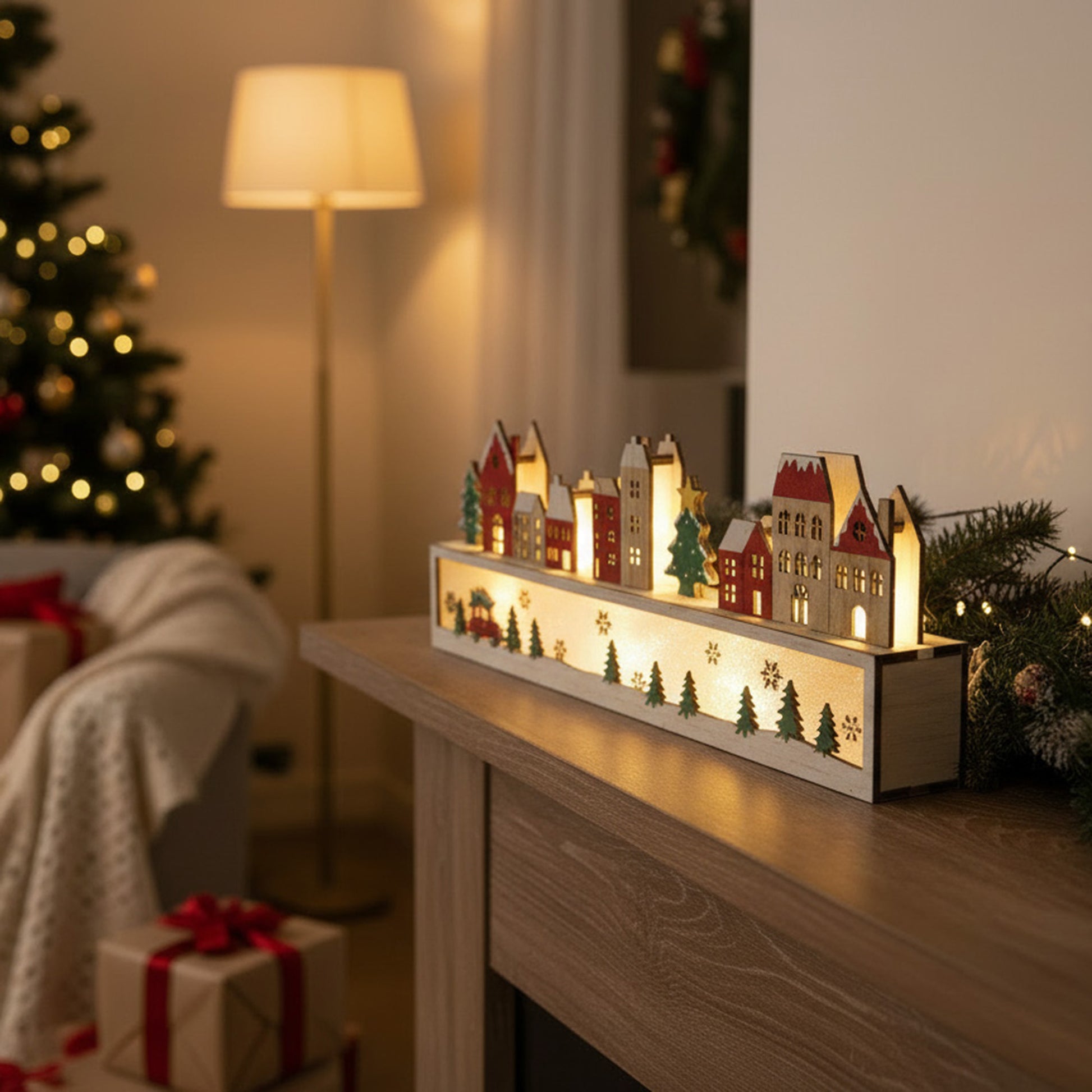 LED Wooden Christmas Town Decor, Christmas, Holiday Decor