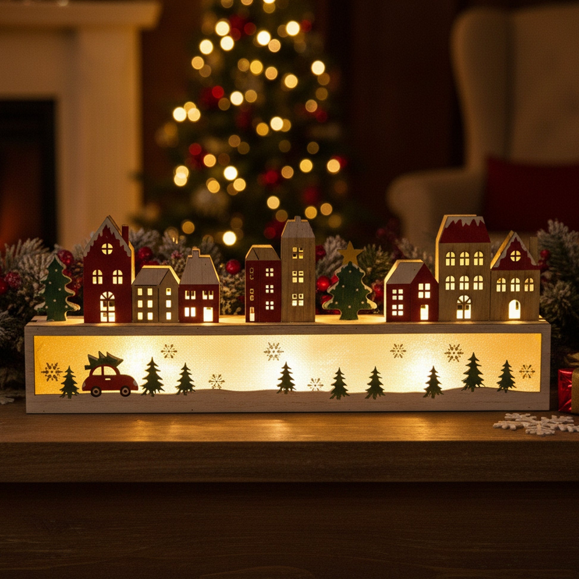 LED Wooden Christmas Town Decor, Christmas, Holiday Decor