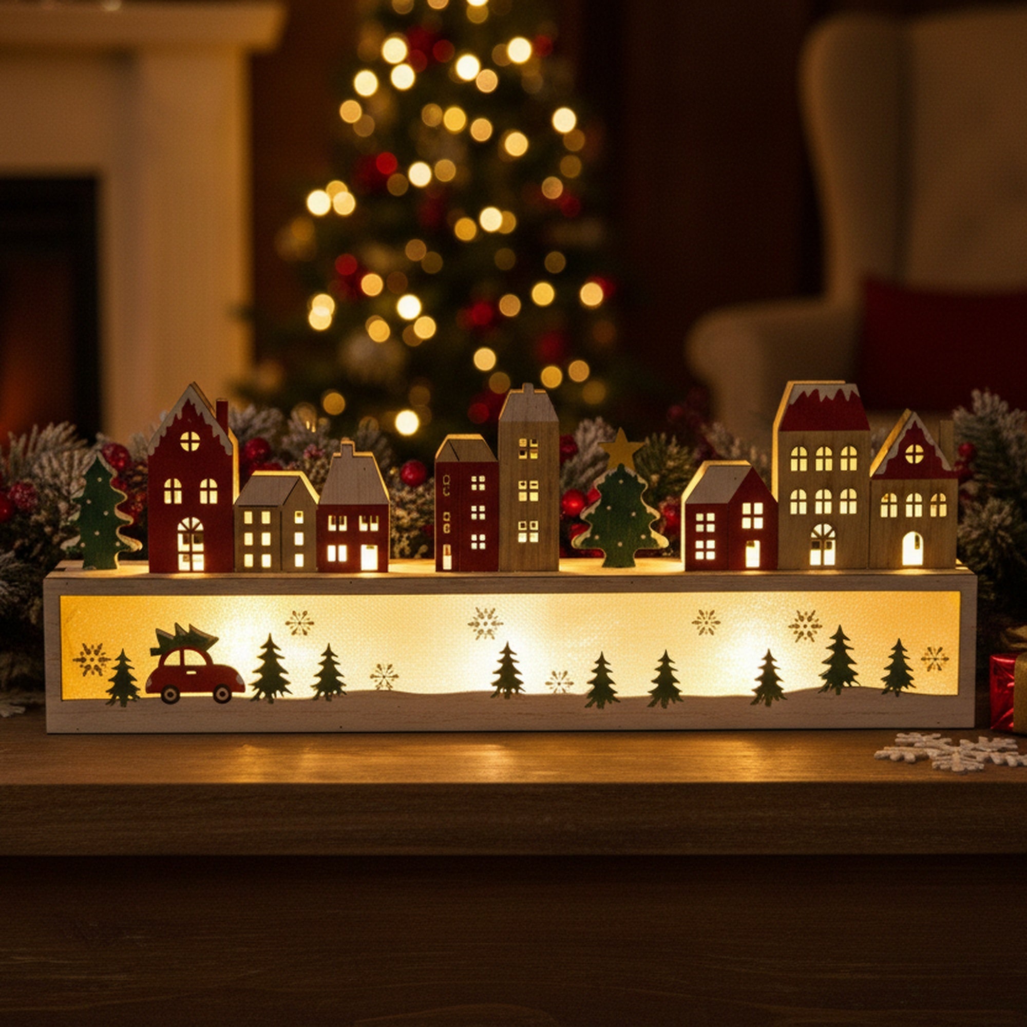 LED Wooden Christmas Town Decor, Christmas, Holiday Decor