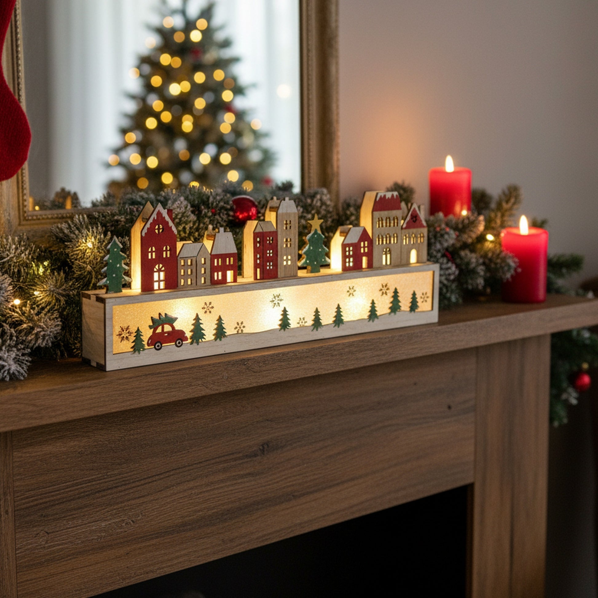 LED Wooden Christmas Town Decor, Christmas, Holiday Decor