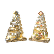 LED Wooden Spiral Christmas Tree Decor Assorted, Christmas, Holiday Decor- Set of 2