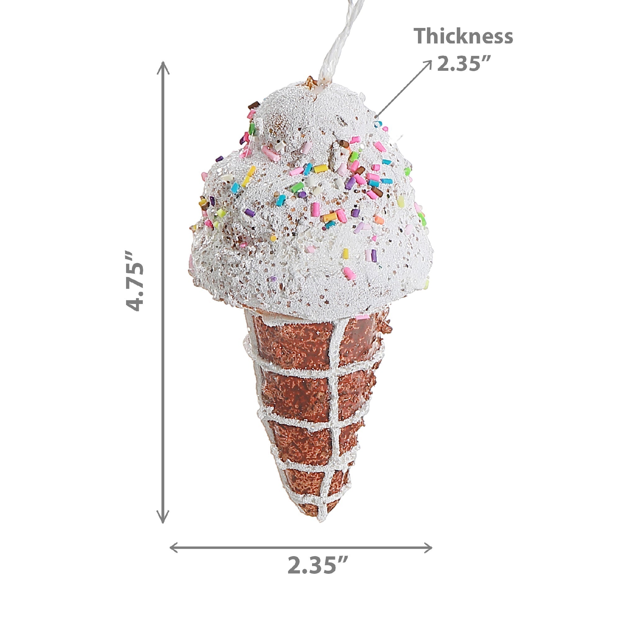 Ice Cream Christmas Ornaments, Holiday Tree Decorations, Fun Festive Hanging Ornaments, Set of 12