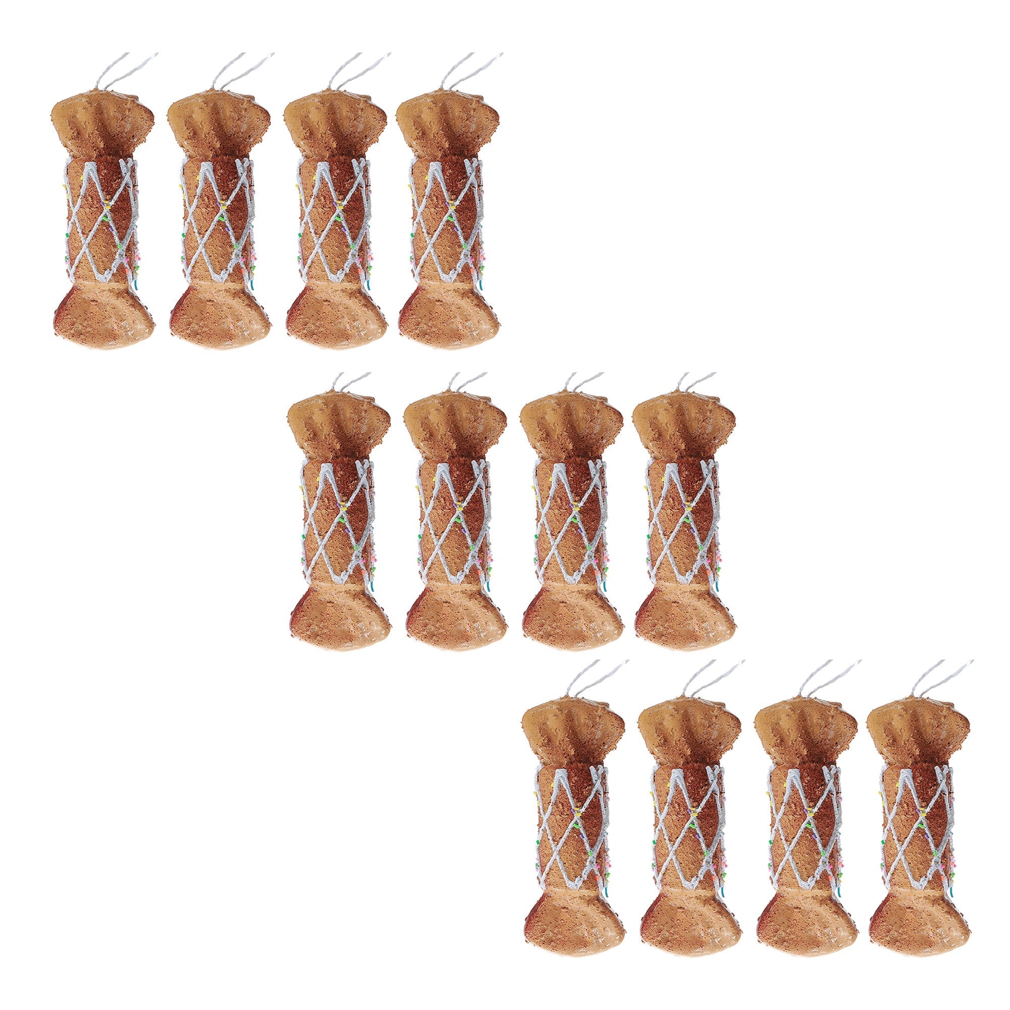 Gingerbread Candy Christmas Ornaments, Holiday Tree Decorations, Festive Hanging Ornaments, Set of 12