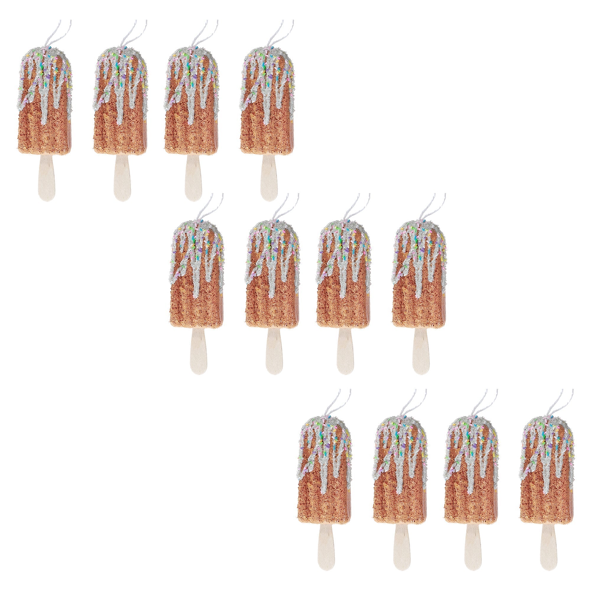 Gingerbread Popsicle Christmas Ornaments, Holiday Tree Decorations, Fun Festive Hanging Ornaments, Set of 12