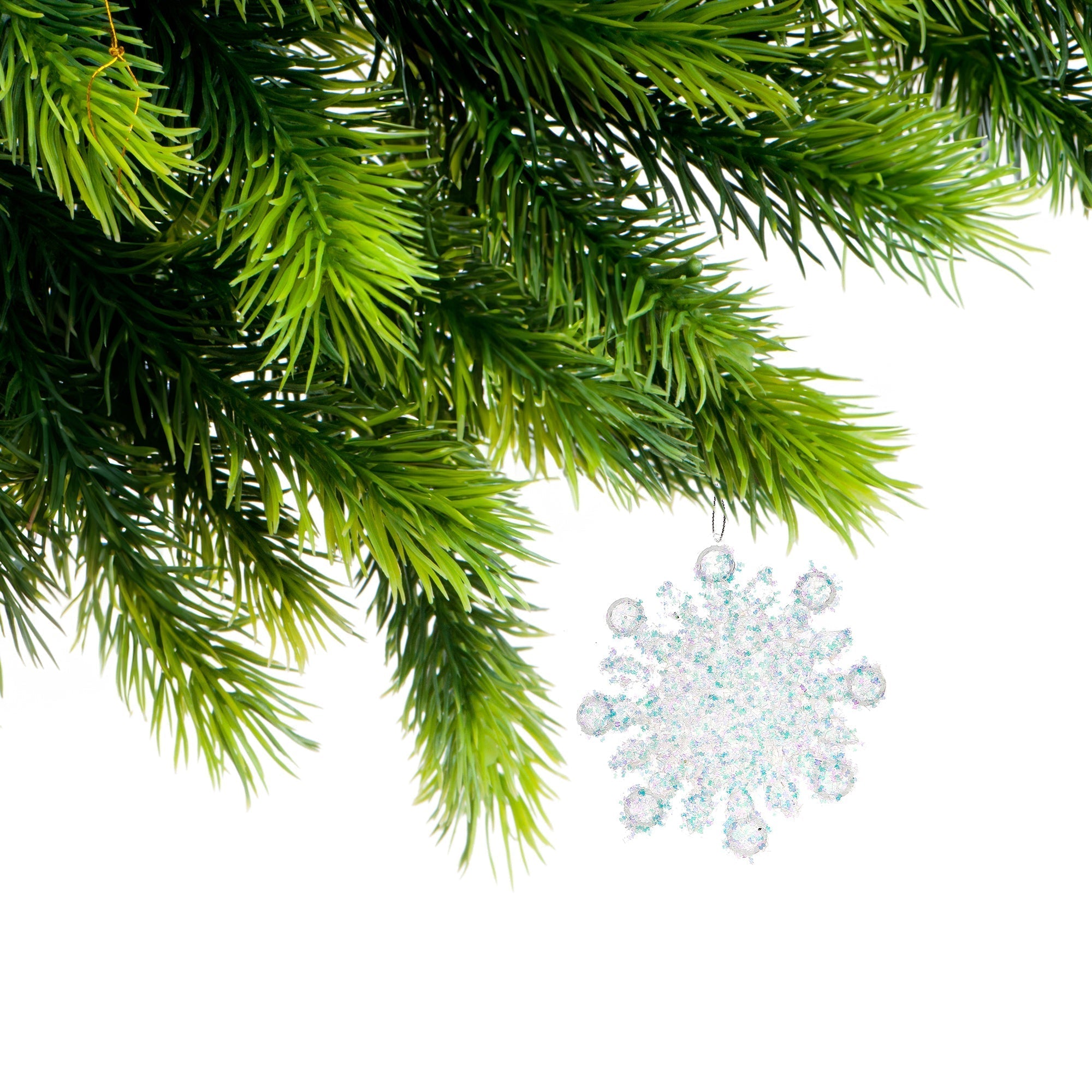 Whimsical Snowflake Christmas Ornaments, Holiday Tree Decorations, Sparkling Winter Tree Ornaments, Set of 12