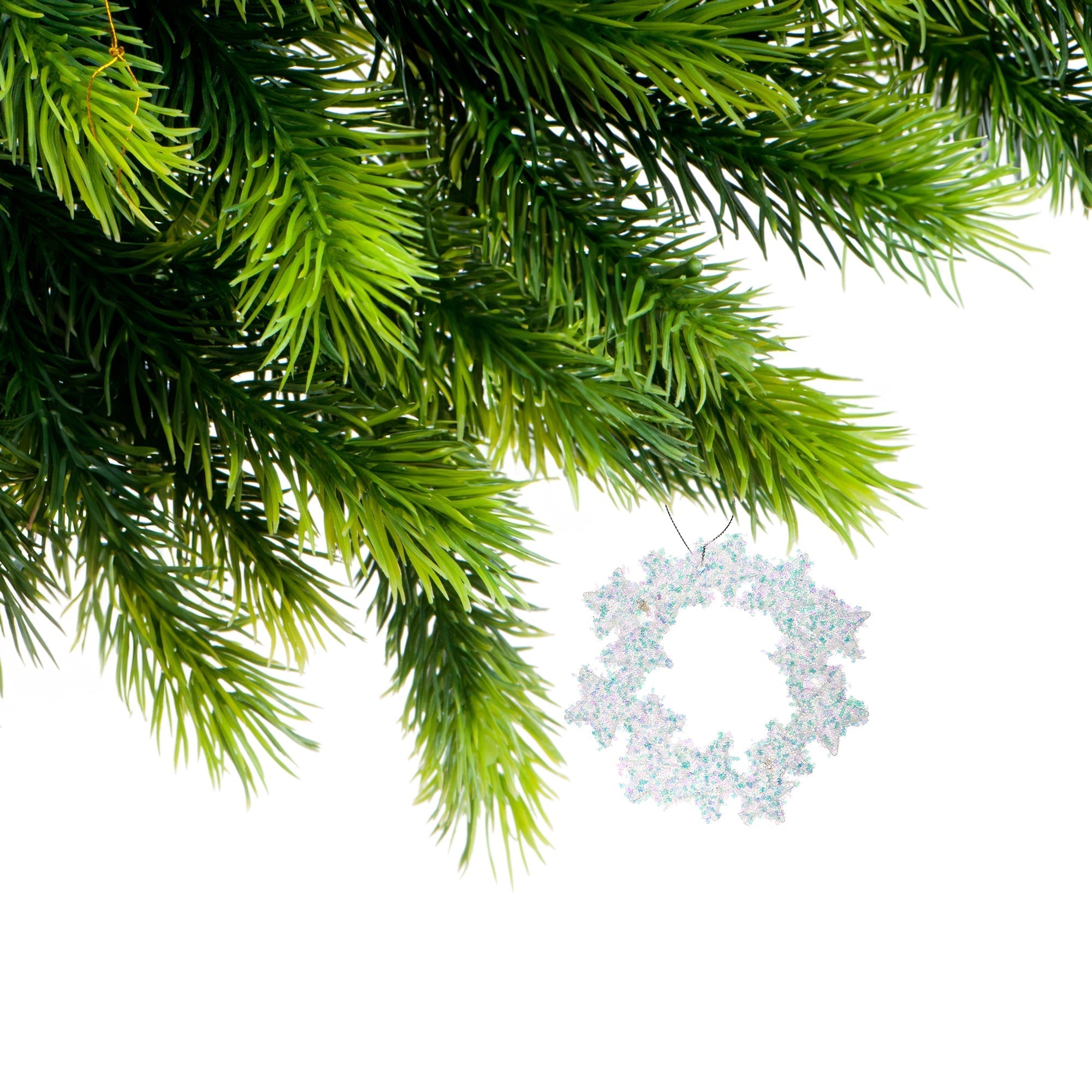 Whimsical Wreath Christmas Ornaments, Holiday Tree Decorations, Festive Greenery Ornaments, Set of 12