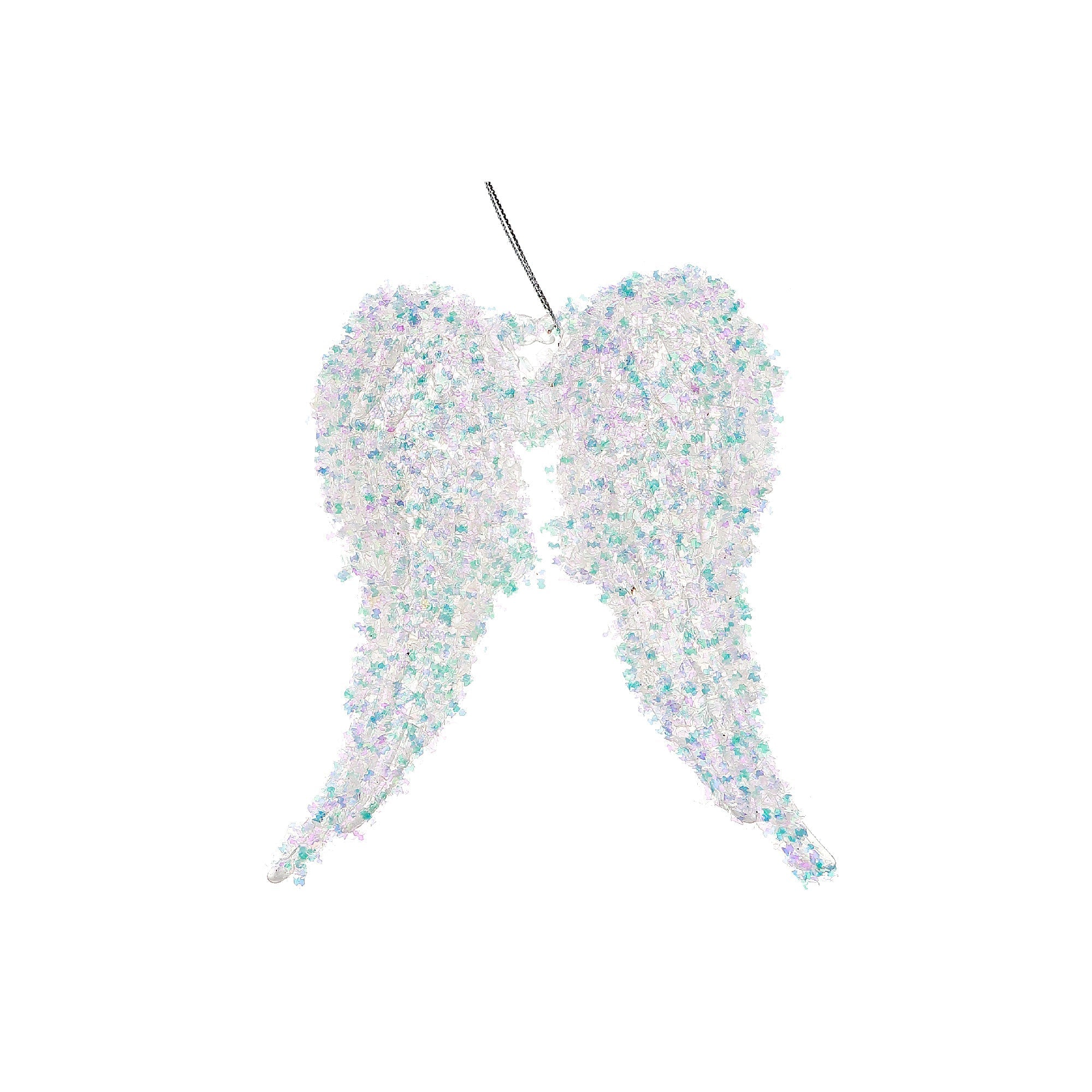 Whimsical Angel Wings Christmas Ornaments, Holiday Tree Decorations, Sparkling Festive Angel Ornaments, Set of 12