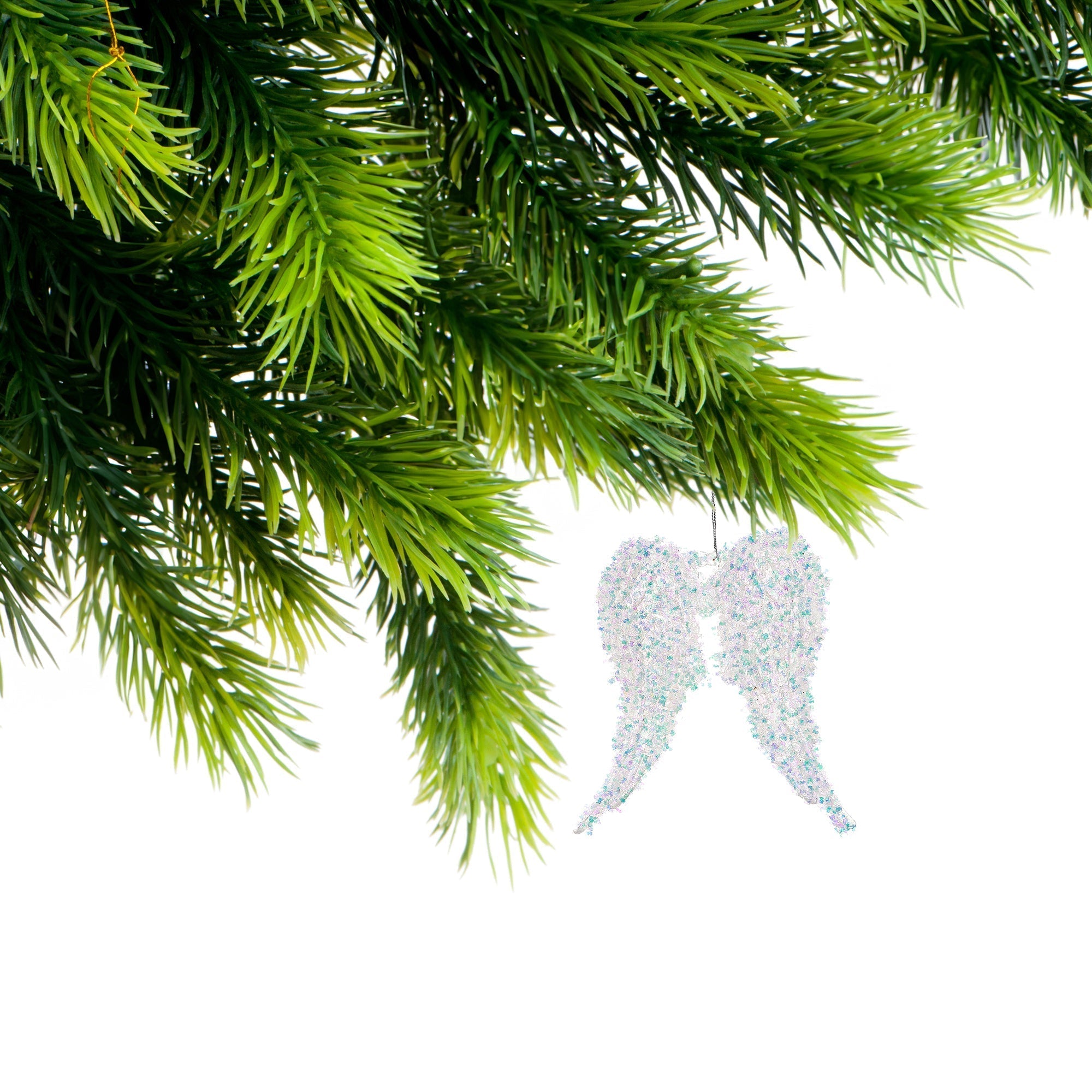 Whimsical Angel Wings Christmas Ornaments, Holiday Tree Decorations, Sparkling Festive Angel Ornaments, Set of 12