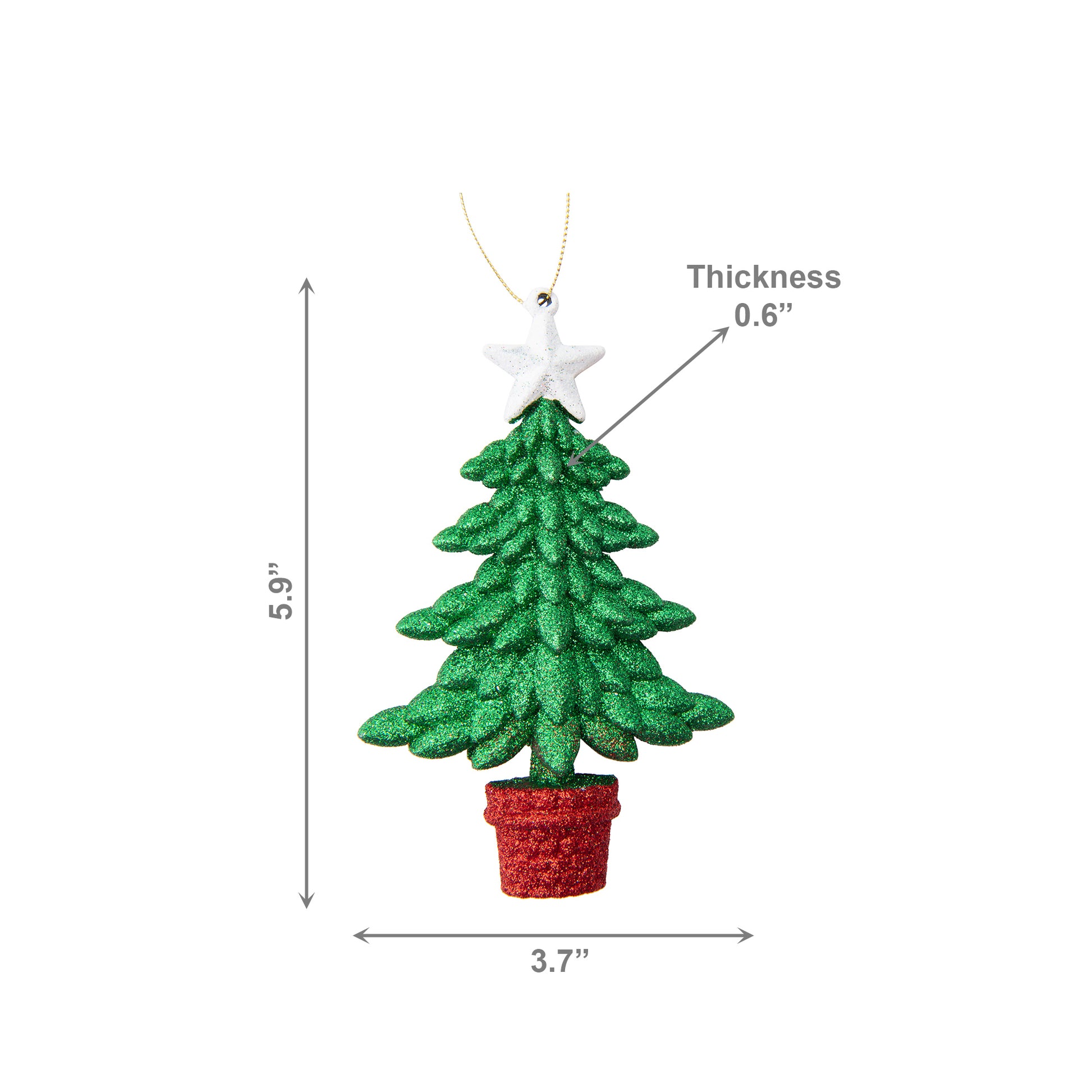Red and Green Glittered Ornament Tree, Ornament, Holiday Decor- Set of 12