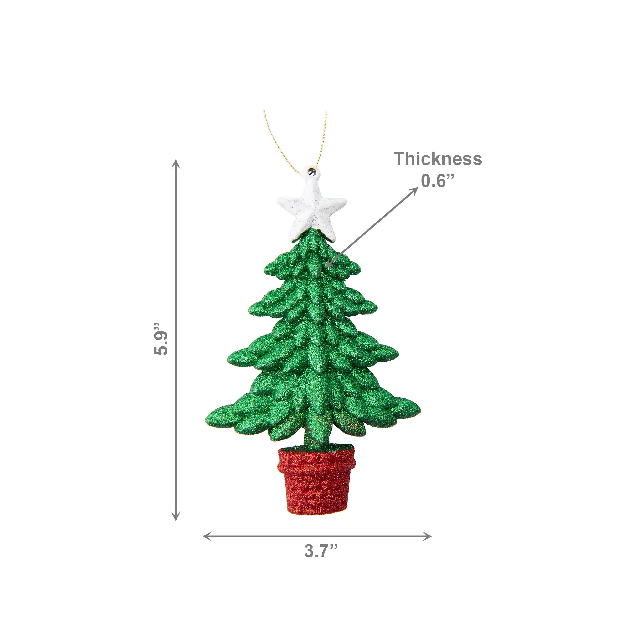 Red and Green Glittered Ornament Tree, Ornament, Holiday Decor- Set of 12