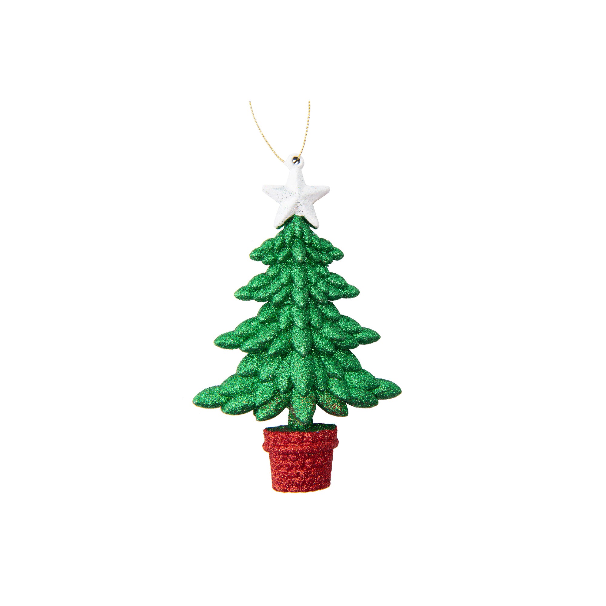 Red and Green Glittered Ornament Tree, Ornament, Holiday Decor- Set of 12