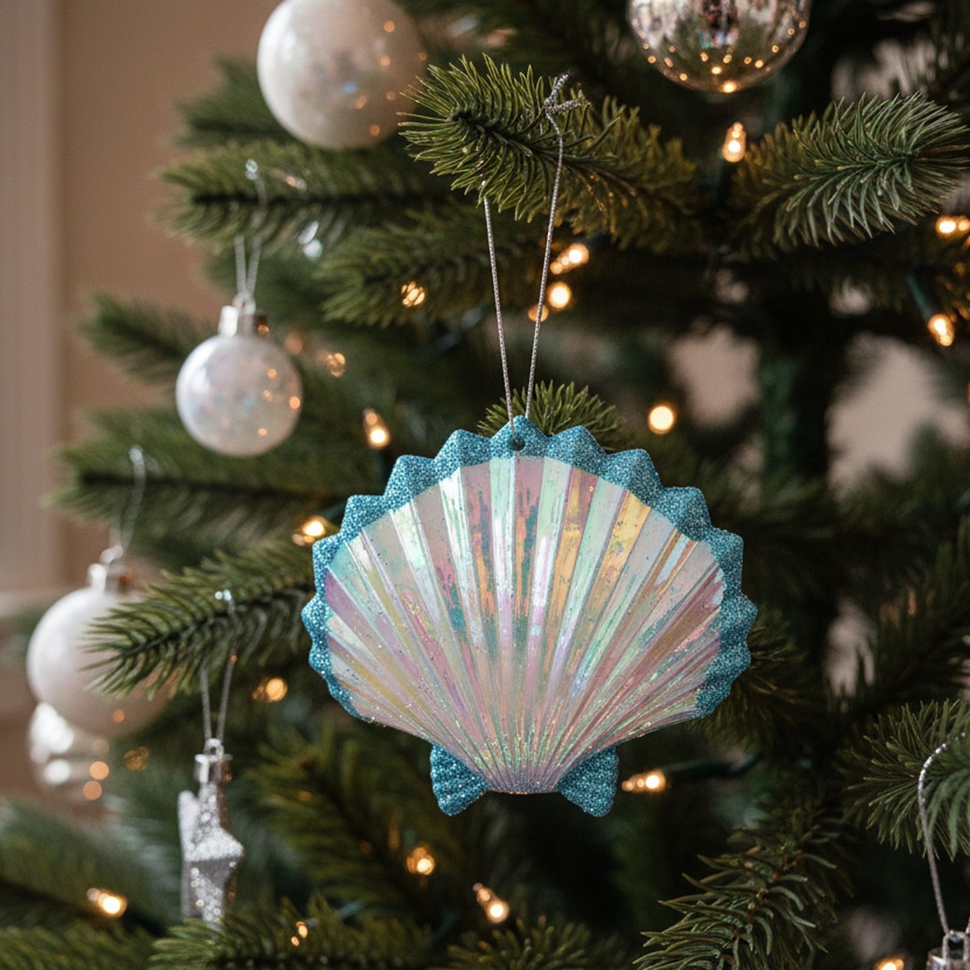 Iridescent Ornament Shell, Ornament, Holiday Decor- Set of 12