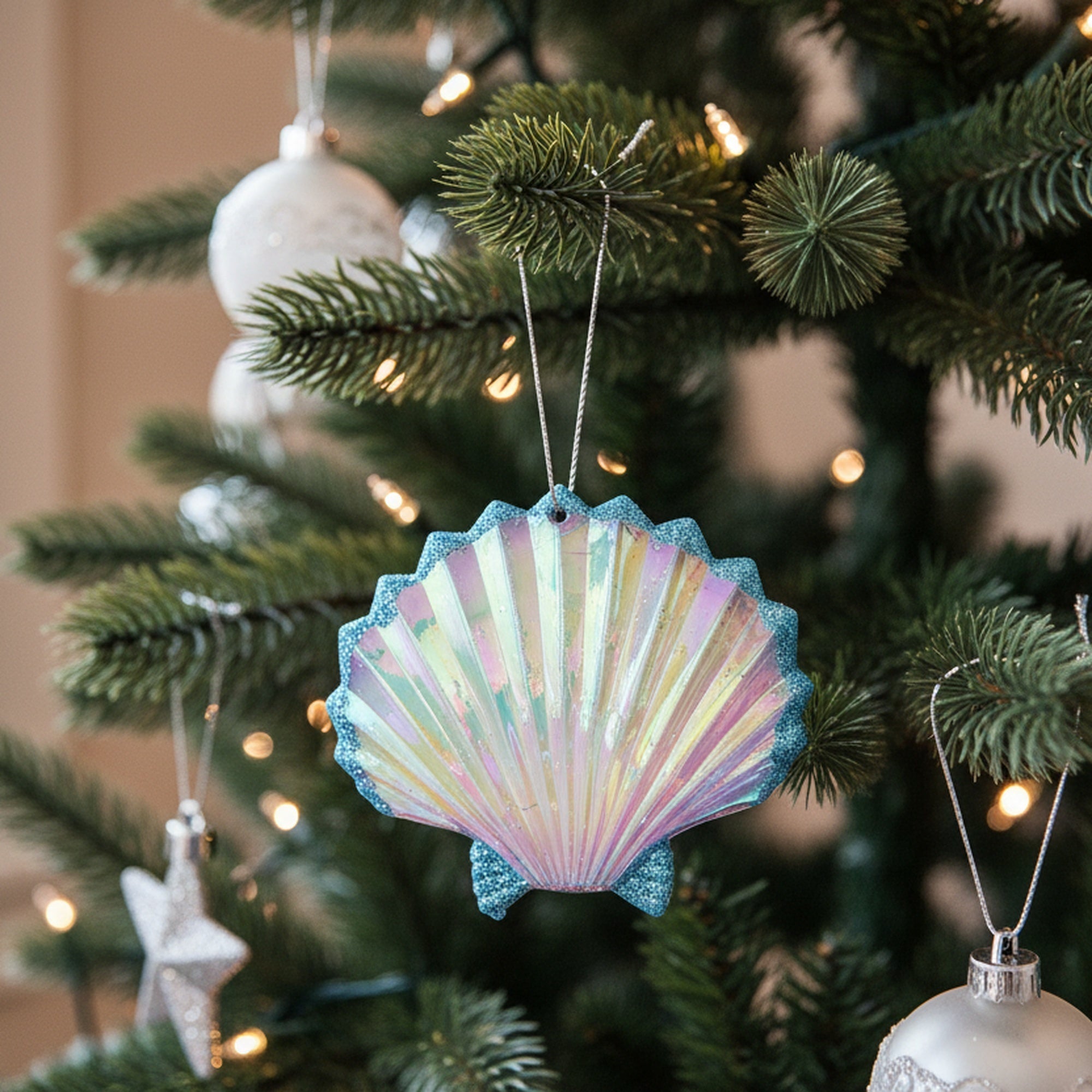 Iridescent Ornament Shell, Ornament, Holiday Decor- Set of 12