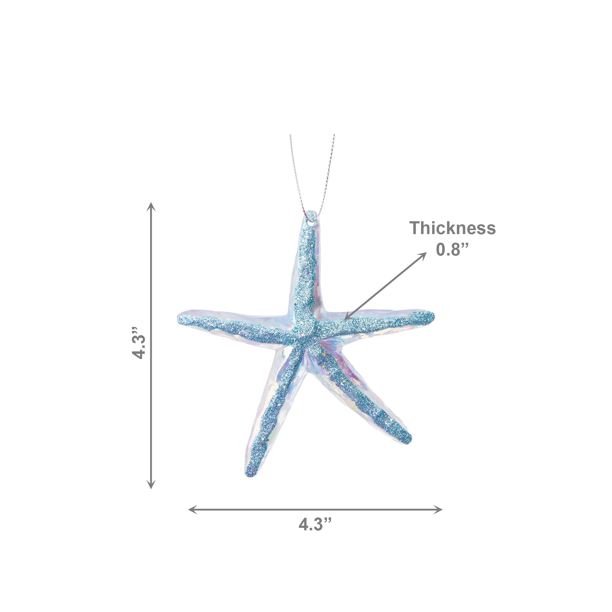 Iridescent Ornament Starfish, Ornament, Holiday Decor- Set of 12