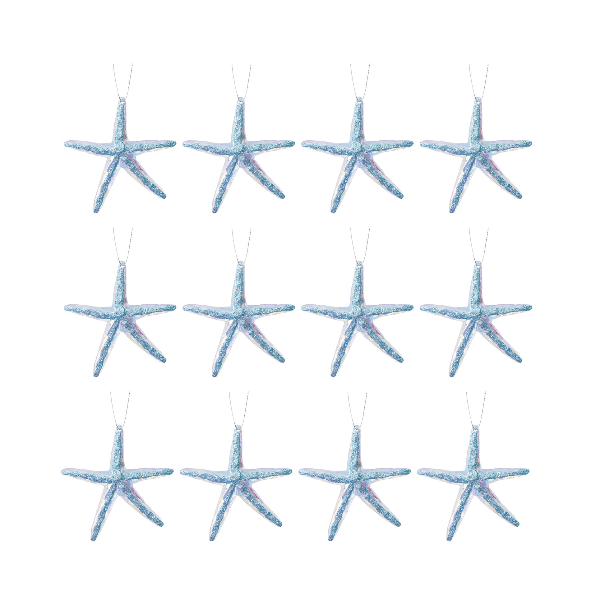 Iridescent Ornament Starfish, Ornament, Holiday Decor- Set of 12