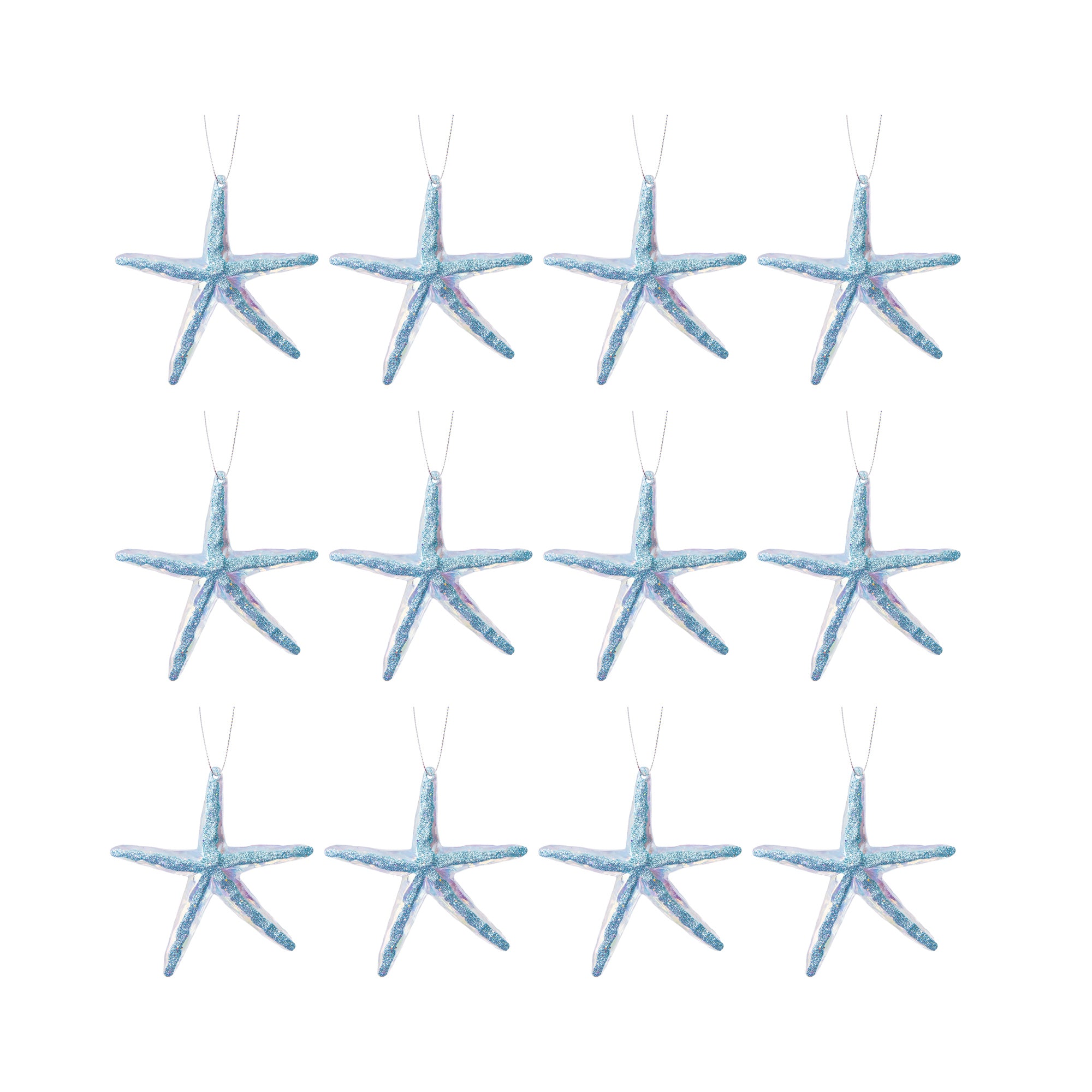 Iridescent Ornament Starfish, Ornament, Holiday Decor- Set of 12