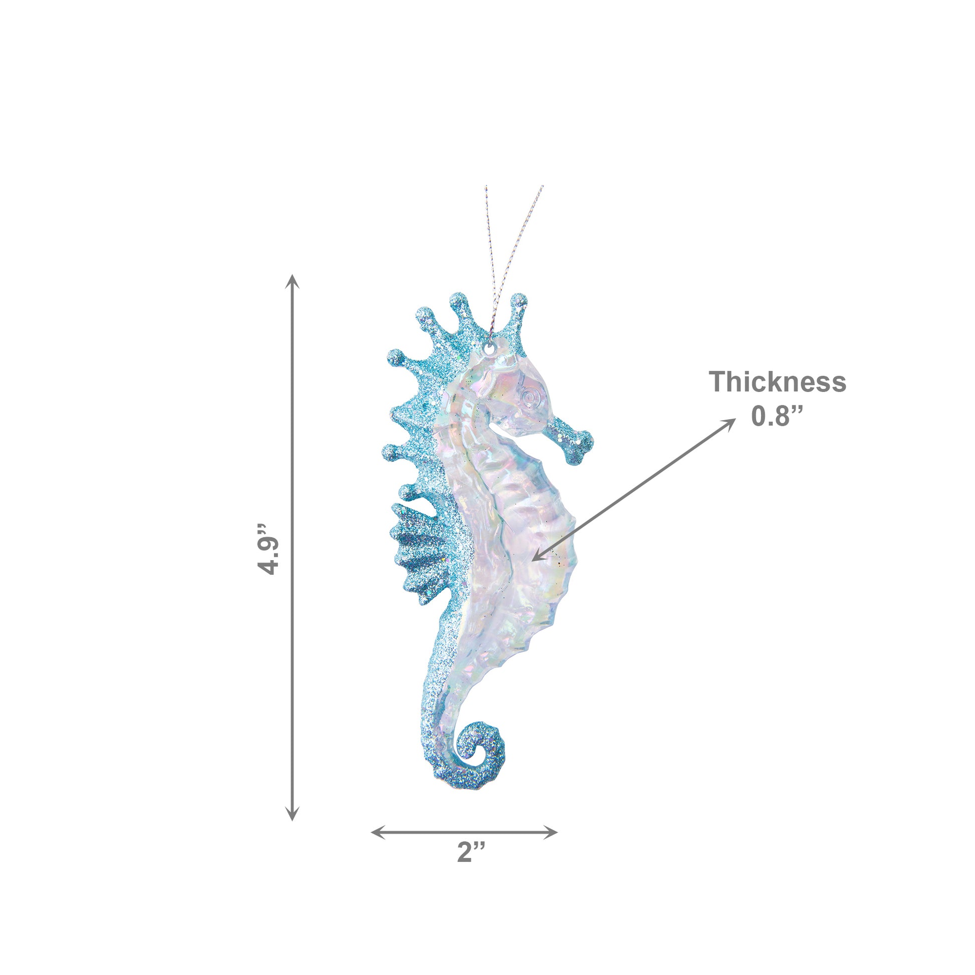 Iridescent Ornament Seahorse, Ornament, Holiday Decor- Set of 12