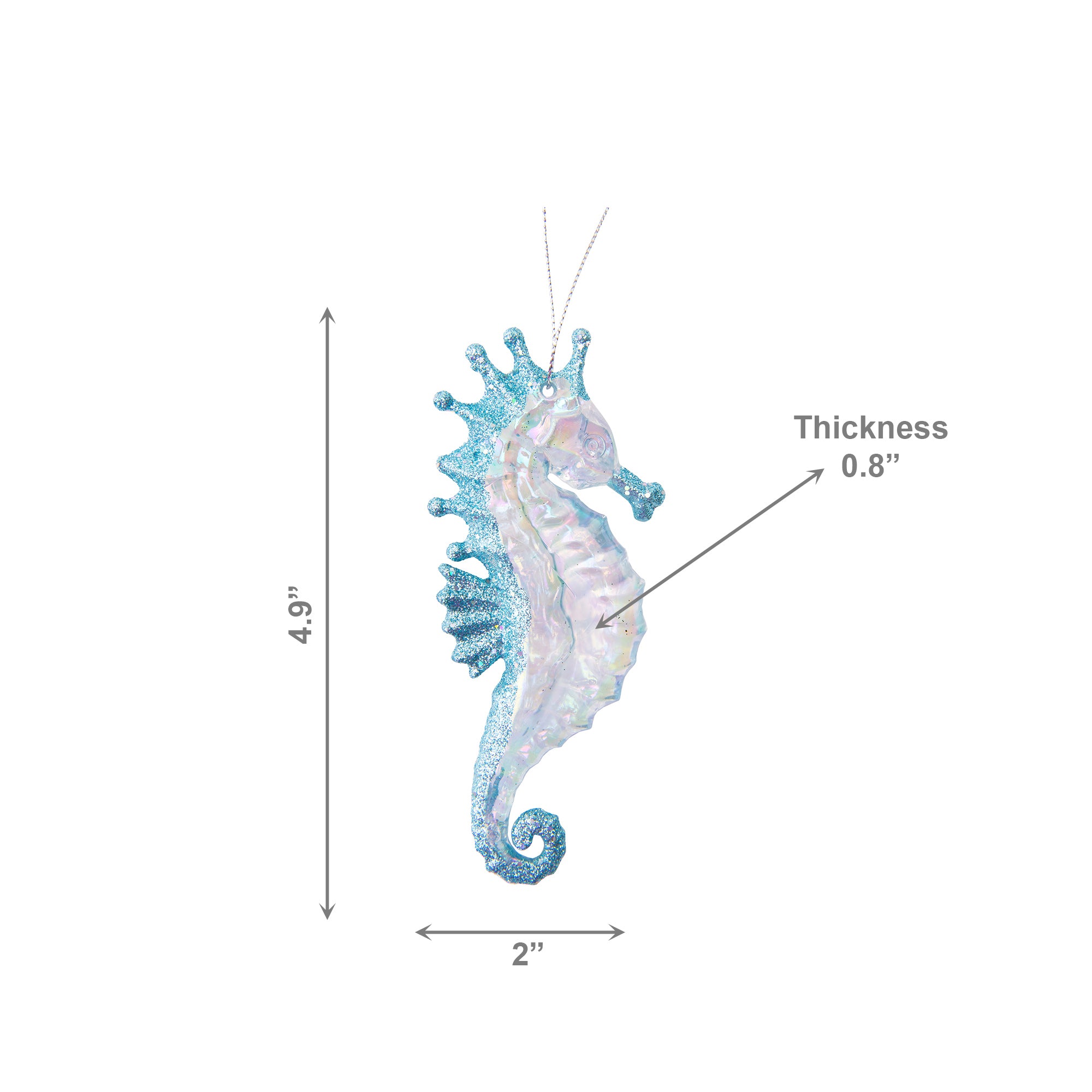 Iridescent Ornament Seahorse, Ornament, Holiday Decor- Set of 12