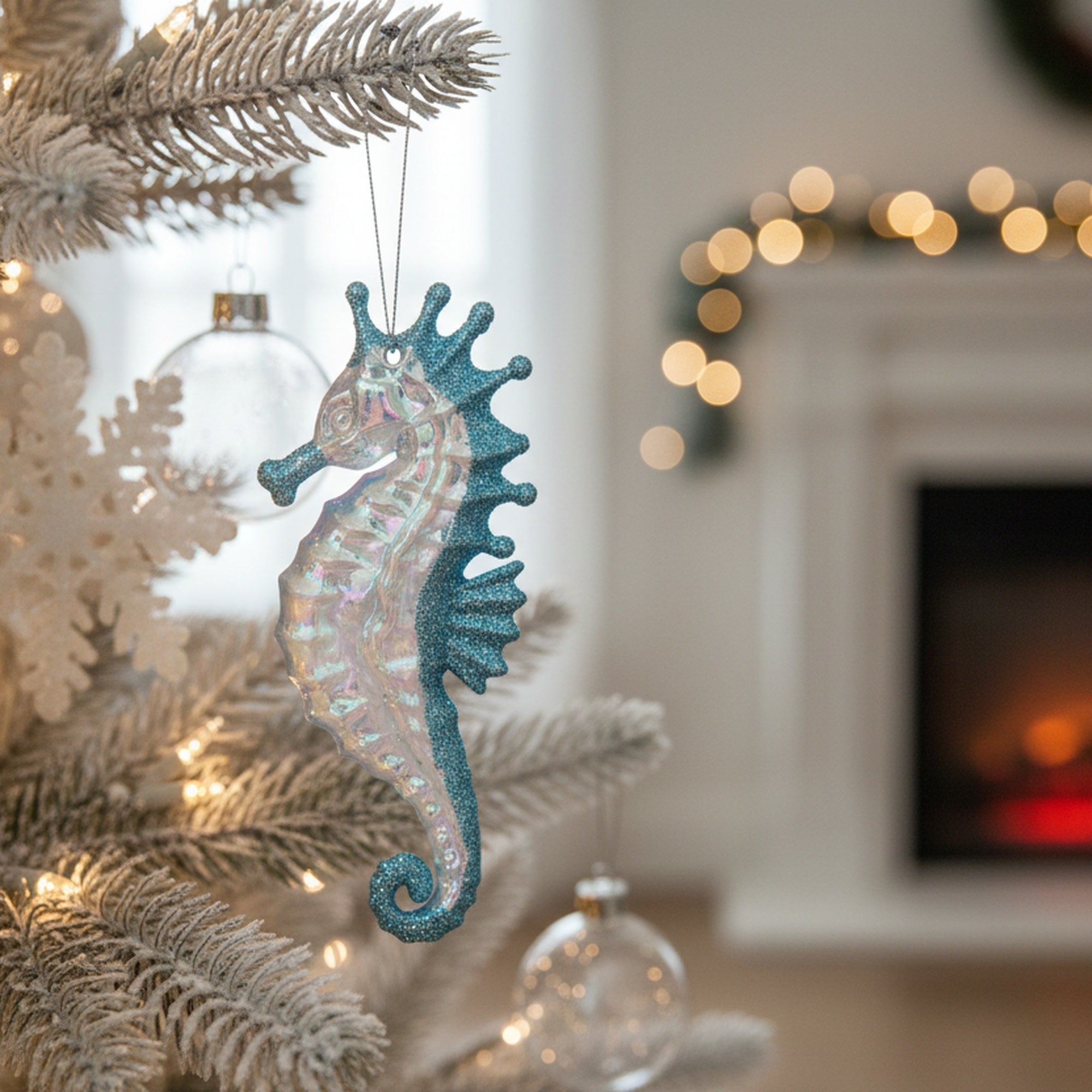 Iridescent Ornament Seahorse, Ornament, Holiday Decor- Set of 12
